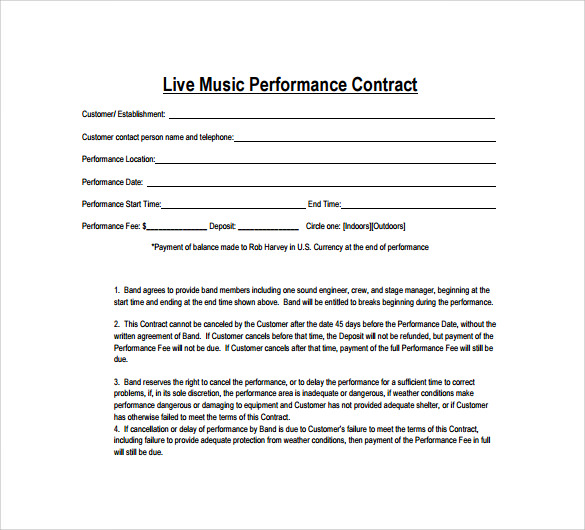 Music Artist Contract Template gawersmarts